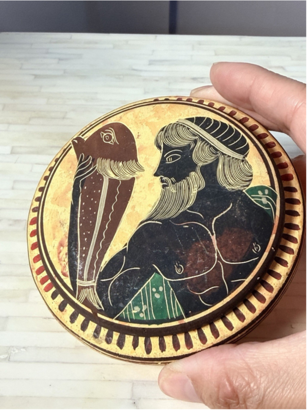 Trinket Box Hand Made In Greece Clay 3.5”
